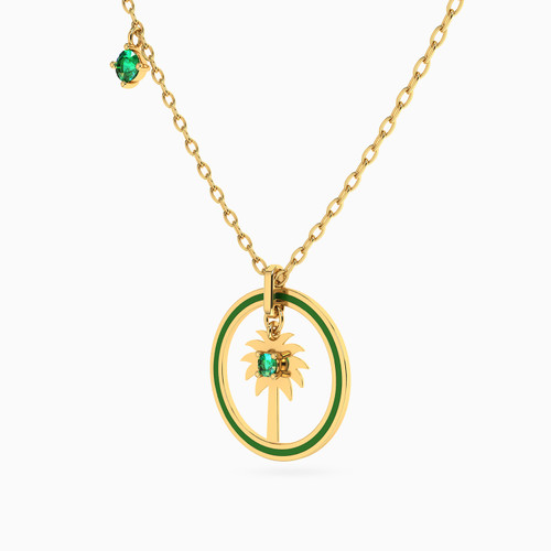 LIN908 - Circle Green Stones Necklace in 18K Gold - 111404120356-2.jpg