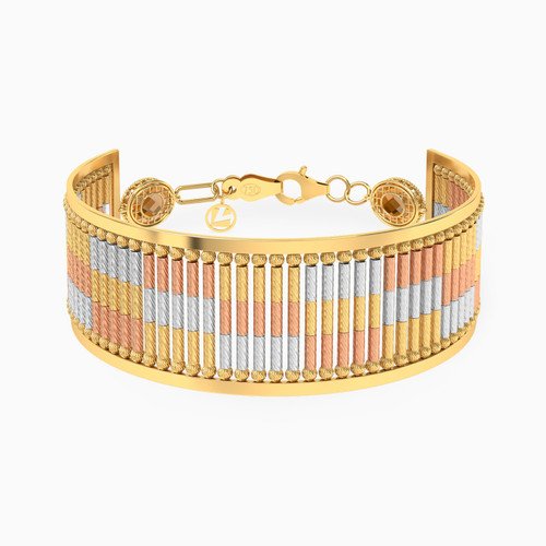 LGB276 - Cylinder Orange Stone Cuff Bracelet in 21K Gold - 22011900002-1.jpg