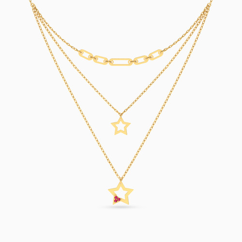 MLN1114 - Star Rose Stone Layered Necklace in 18K Gold - 21046111035-1.jpg