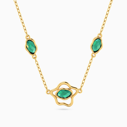 MLN1131 - Star Green Stones Chain Necklace in 18K Gold - 21046111017-1.jpg