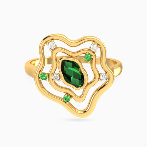 MLR447 - Flower Green Stones Ring in 18K Gold - 21048110680-1.jpg