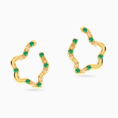 MLE299 - Flower Green Stones Stud Earrings in 18K Gold - 21051110314-1.jpg