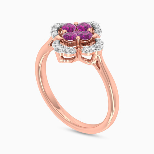 LDR503 - Flower Diamond & Rose Stone Ring in 18K Gold - RG92129-2.jpg