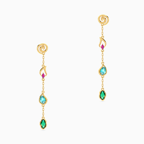 MLE301 - Circle Colored Stones Drop Earrings in 18K Gold - 21051110312-1.jpg
