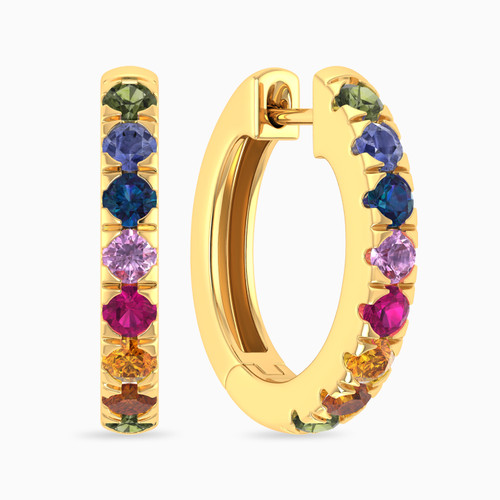 LDE428 - Slim Diamond & Colored Stones Hoop Earrings in 18K Gold - TER9002029-1.jpg