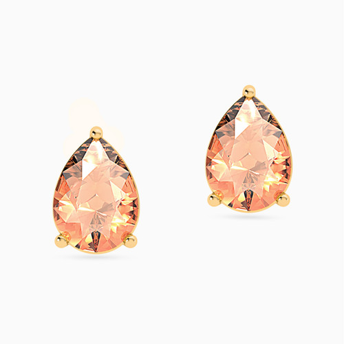 MLE4 - Pear Orange Stone Stud Earrings in 18K Gold - 21051030083-1.jpg