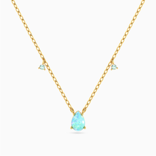 LIN933 - Pear Colored Stones Necklace in 18K Gold - 111404180378-1.jpg