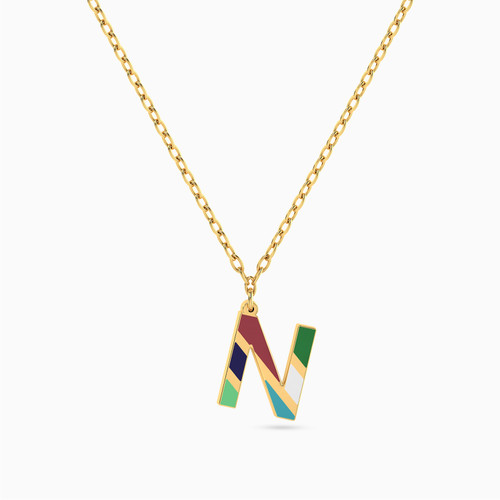 MLN1167 - Letter N Enamel Coated Necklace In 18K Gold - 21046111060-1.jpg