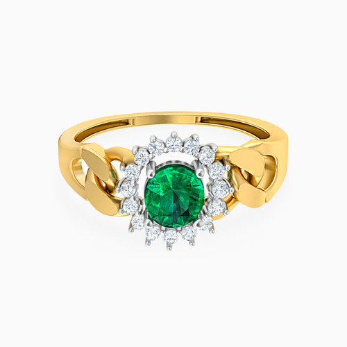 LIR127 - Round Diamonds & Green Stones Statement Ring in 18K Gold - 111104120125-1.jpg