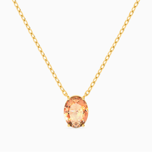 MLN67 - Oval Orange Stone Necklace in 18K Gold - 21046030298-1.jpg