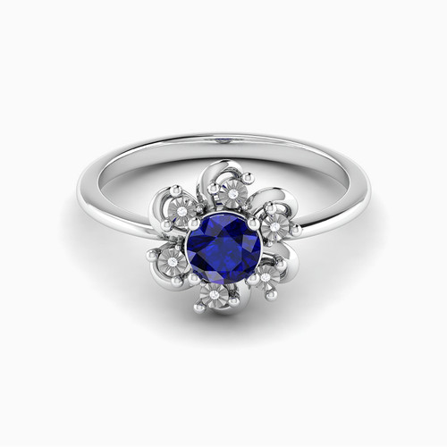 LDR2029 - Flower Diamond & Blue Stone Ring in 18K Gold - RN403134W18HSA1-1.jpg