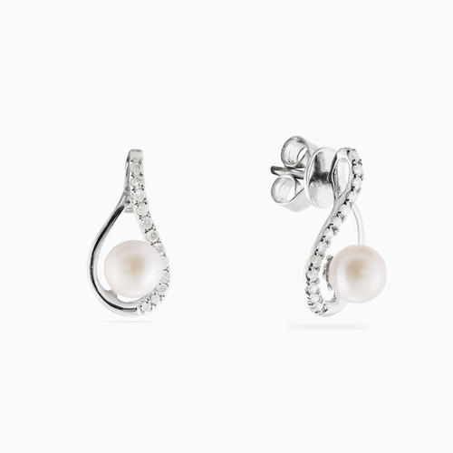 LDE260 - Pear Diamond & Pearl Stud Earrings in 18K Gold - KE605566-2.jpg