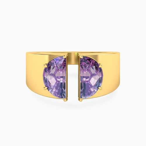 LGR842 - Semi-circle Purple Stone Two headed Ring in 18K Gold - 21002111489-1.jpg