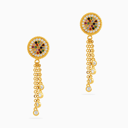 LGE138 - Tassel Colored Stones Drop Earrings in 18K Gold - 22003180139-1.jpg