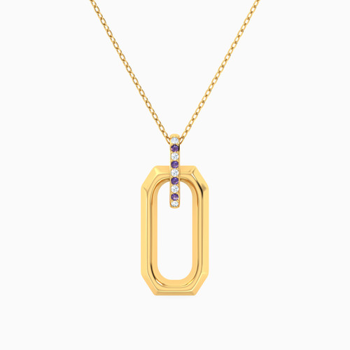MLN1249 - Oval Colored Stones Necklace In 18K Gold - 21046111087-1.jpg