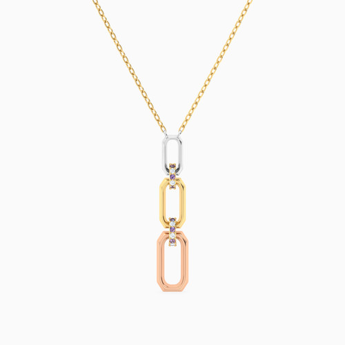MLN1244 - Rectangle Colored Stones Necklace in 18K Gold - 21046111081-1.jpg