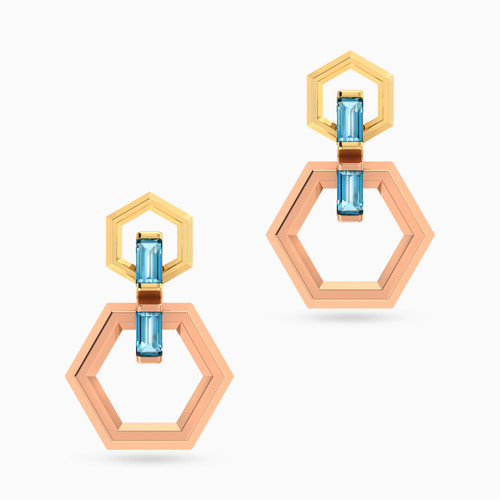 MLE326 - Hexagon Colored Stones Stud Earrings in 18K Gold - 21051110330-1.jpg