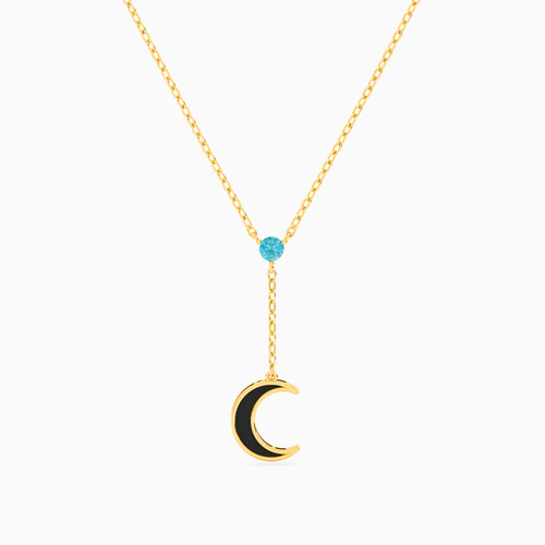 MLN1300 - Crescent Colored Stones & Enamel Coated Pendant Necklace In 18K Gold - 21046030253-1.jpg