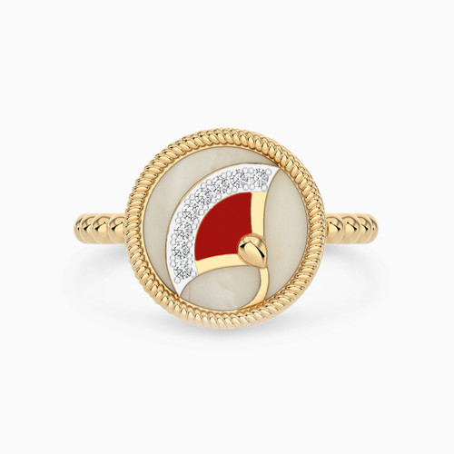 LDR2160 - Circle Diamond & Enamel Coated Ring in 18K Gold - AJR35572-1.jpg