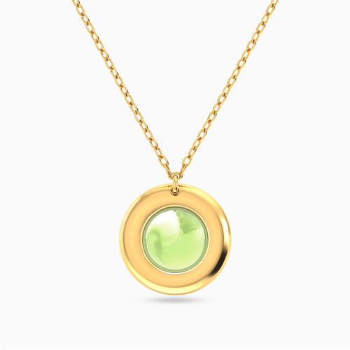 MLN922 - Circle Green Stones Necklace in 18K Gold - 21046110940-1.jpg