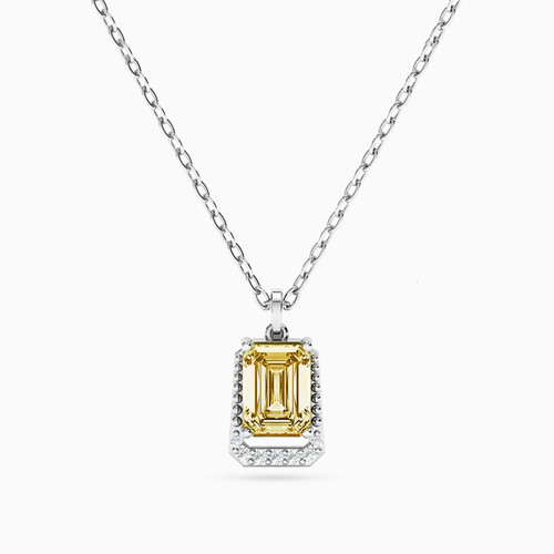 MLN762 - Baguette Diamonds & Yellow Stone Necklace in 18K Gold - 21046110767-1.jpg