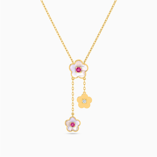 MLN746 - Flower Colored Stones Necklace in 18K Gold - 21046030232-1.jpg