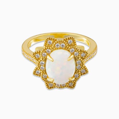 WR172 - Flower Colored Stones Gold Plated Ring - GR14196A-1.jpg