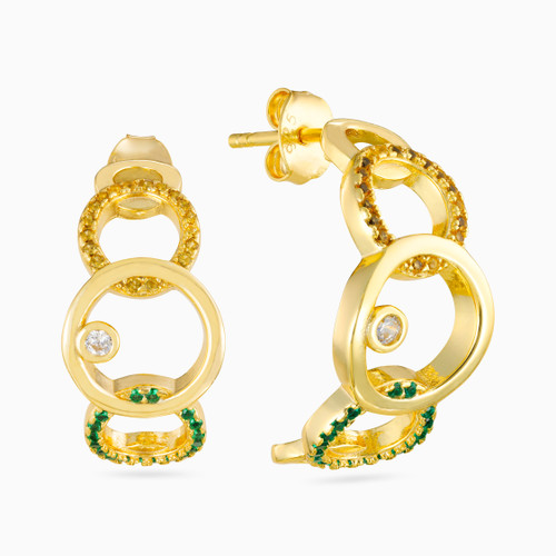 WE171 - Circle Colored Stones Gold Plated Stud Earrings - GE12941A-1.jpg