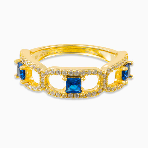 WR170 - Link Blue Stone Gold Plated Ring - GR14745A-1.jpg