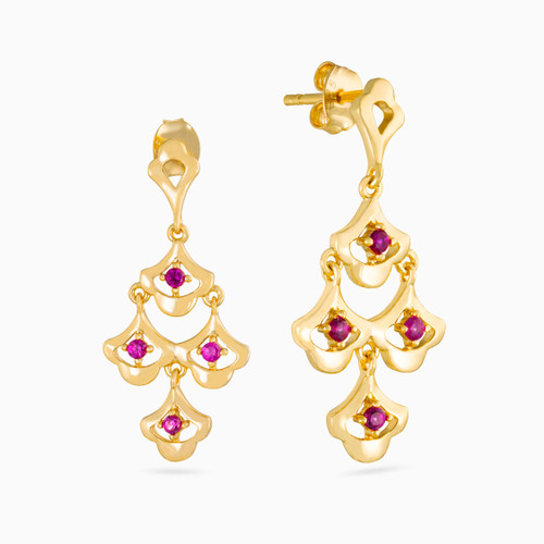 WE178 - Chandelier Rose Stone Gold Plated Drop Earrings - GE12602A-1.jpg