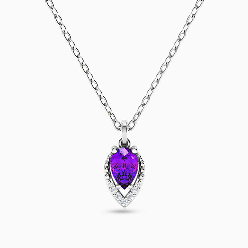 MLN750 - Pear Diamonds & Purple Stone Necklace in 18K Gold - 21046110753-1.jpg