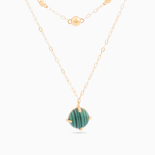 MLN947 - Round Green Stones Layered Necklace in 18K Gold - 21046140913-1.jpg
