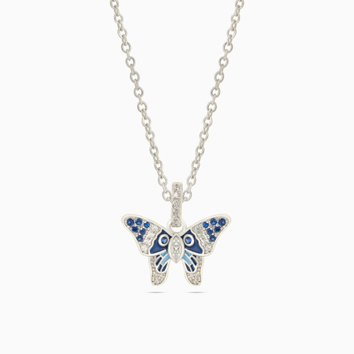 WN238 - Butterfly Blue Stone & Enamel Coated Sterling Silver Necklace - GP14704A-1.jpg