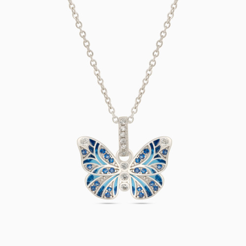 WN235 - Butterfly Blue Stone Sterling Silver Necklace - GP14701A-1.jpg