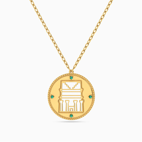 MLN800 - Circle Green Stones Necklace In 18K Gold - 21046110838-1.jpg