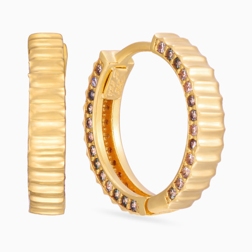 LGE162 - Textured Hoop Earrings in 21K Gold - 92003110003-1.jpg