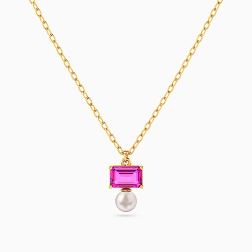 LIN1116 - Multi-Shaped Colored Stones & Pearl Necklace in 18K Gold - 111406180083-1.jpg