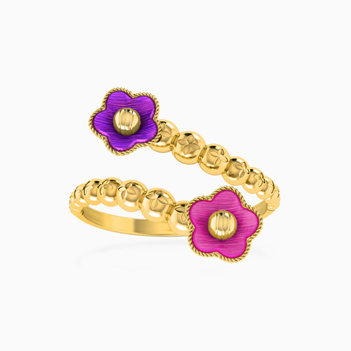 MLR289 - Flower Colored Stones Ring in 18K Gold - 21048140022-1.jpg