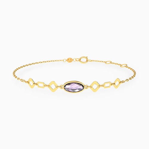 LIB277 - Oval Purple Stone Chain Bracelet in 18K Gold - 111304180415-1.jpg LIB277 - Oval Purple Stone Chain Bracelet in 18K Gold - 111304180415-1.jpg
