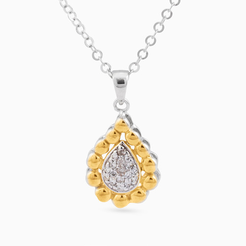 MLN826 - Pear Clear Stone Necklace In 18K Gold - 21046110745-1.jpg