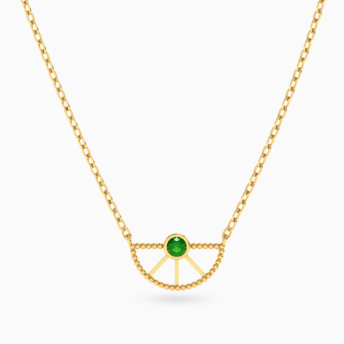 MLN802 - Semi-circle Green Stones Necklace in 18K Gold - 21046110841-1.jpg