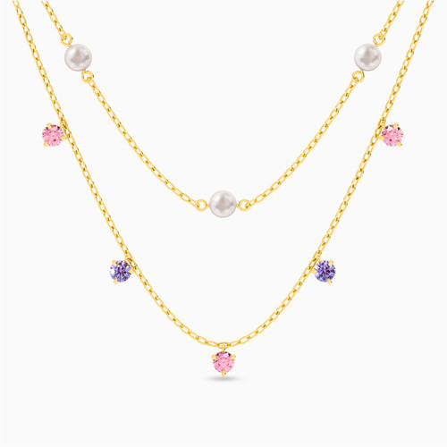 MLN35 - Round Colored Stones Layered Necklace in 18K Gold - 21046030133-1.jpg