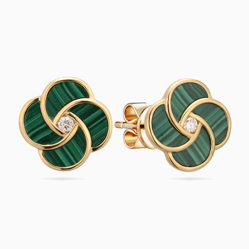 LDE764 - Floral Diamond & Enamel Coated Stud Earrings in 18K Gold - ER122987Y8MAL-1.jpg