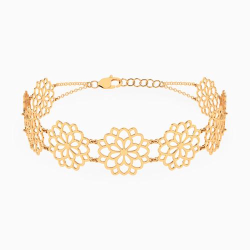 LGB687 - Flower Chain Bracelet in 21K Gold - 12010890133-1.jpg