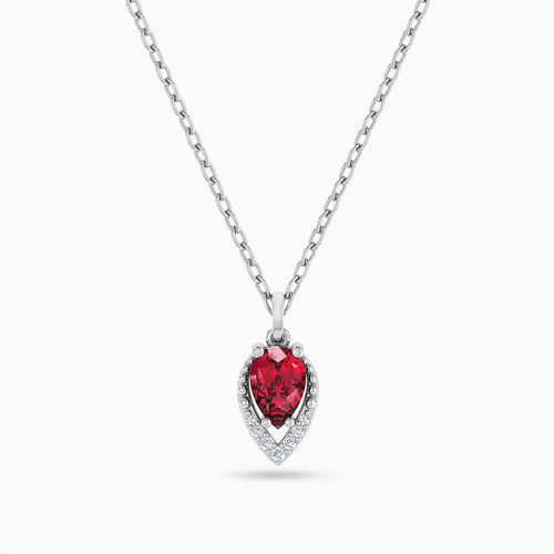 MLN755 - Pear Diamonds & Red Stone Necklace In 18K Gold - 21046110758-1.jpg
