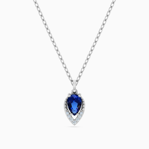 MLN751 - Pear Diamonds & Blue Stone Necklace In 18K Gold - 21046110754-1.jpg