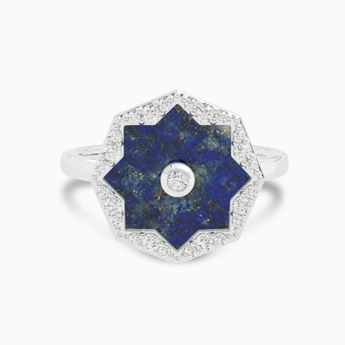 LDR3198 - Star Blue Stone & Diamond Ring In 18K Gold - SAR05679-1.jpg