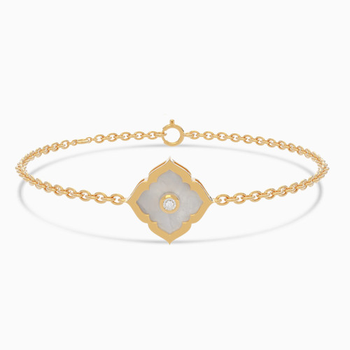 LDB569 - Star White Stone & Diamond Chain Bracelet In 18K Gold - SAB05690-1.jpg