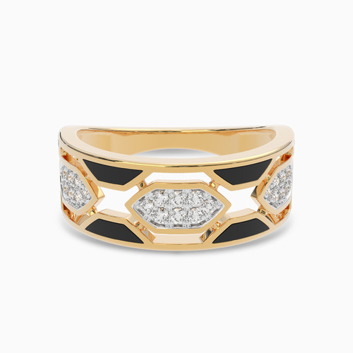 LDR3192 - Hexagon Black Stone & Diamond Ring In 18K Gold - AJR37175-1.jpg