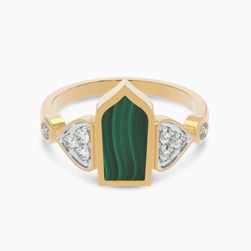 LDR3190 - Green Stone & Diamond Ring In 18K Gold - SAR05693A-1.jpg